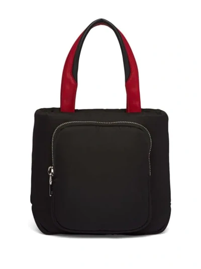 Shop Prada Contrast Handles Tote Bag - Black