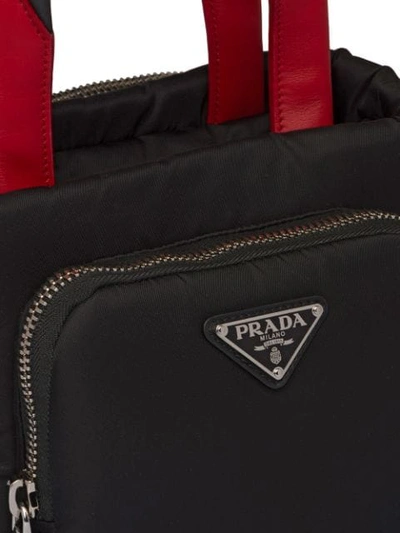 Shop Prada Contrast Handles Tote Bag - Black