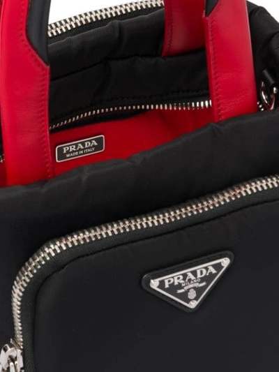 Shop Prada Contrast Handles Tote Bag - Black