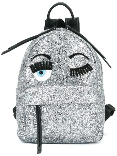 Shop Chiara Ferragni Flirting Glitter Backpack In Metallic