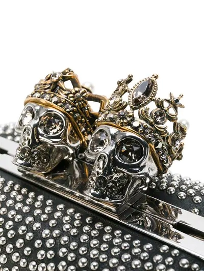 Shop Alexander Mcqueen Mini Queen & Queen Clutch - Black