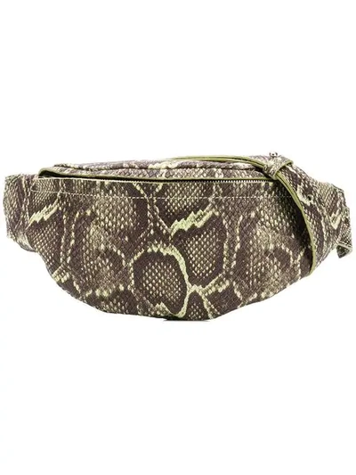 Shop Manokhi Snake Print Belt Bag In Green