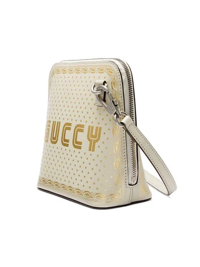 Shop Gucci Logo And Stars Print Shoulder Bag In White