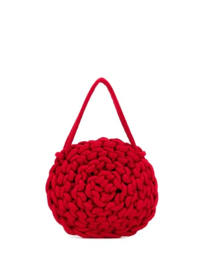 Shop Alienina Rope Knit Tote Bag - Red