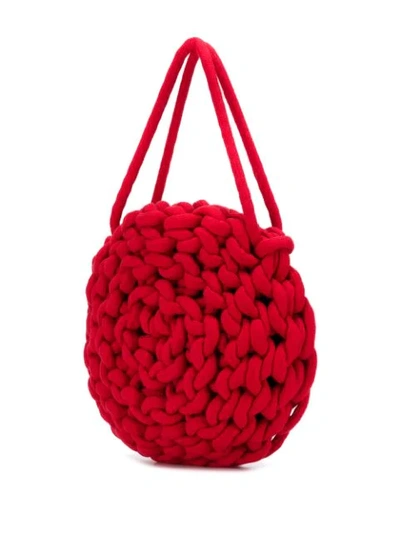 Shop Alienina Rope Knit Tote Bag - Red