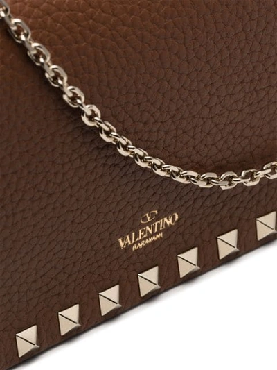 Shop Valentino Garavani Brown Box Stud Grainy Leather Shoulder Bag