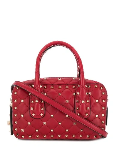 Shop Valentino Garavani Small Bauletto Rockstud Bag - Red