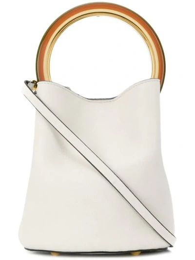 Shop Marni Mini Panier Tote In 00w04 Limestone