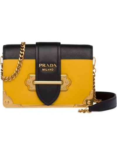 Shop Prada Cahier Shoulder Bag In Yellow