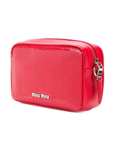 Shop Miu Miu Sequin Shoulder Bag In Red