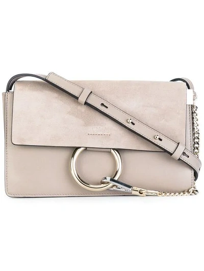 Shop Chloé Small Faye Shoulder Bag In Grey