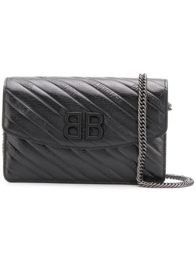 Shop Balenciaga Bb Wallet On Chain In Black