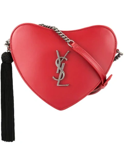 Shop Saint Laurent Ysl Heart Bag In Red