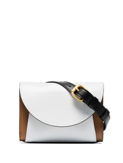 MARNI WHITE, BROWN AND BLACK LAW LEATHER BELT BAG - 白色