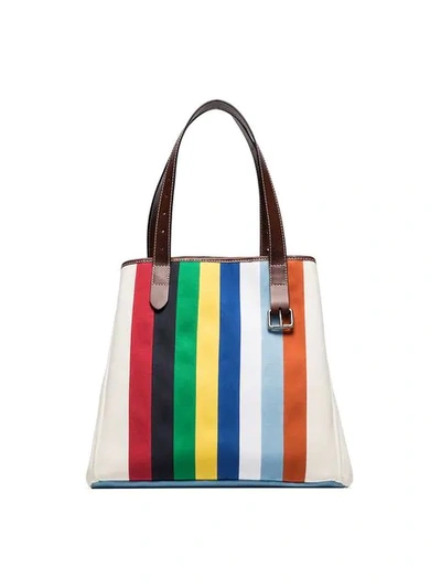 Shop Jw Anderson Multicoloured Belt Strap Canvas Tote Bag In 110 Calico Multi