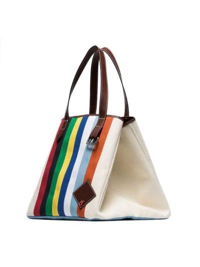 Shop Jw Anderson Multicoloured Belt Strap Canvas Tote Bag In 110 Calico Multi