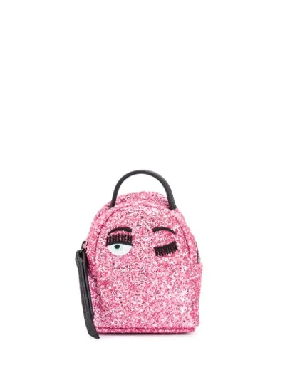 Shop Chiara Ferragni Mini Glitter Backpack In Pink ,black