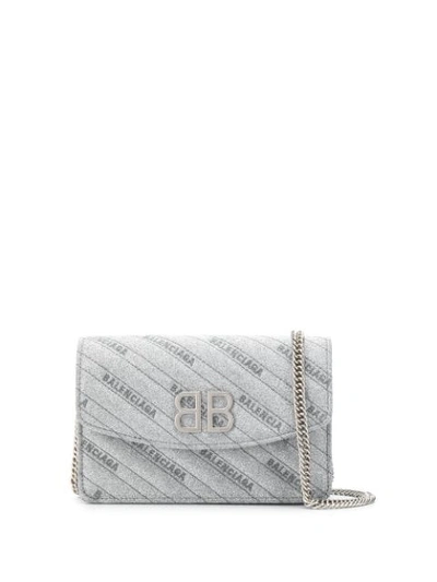 Shop Balenciaga Wallet On Chain Bb Bag In Silver