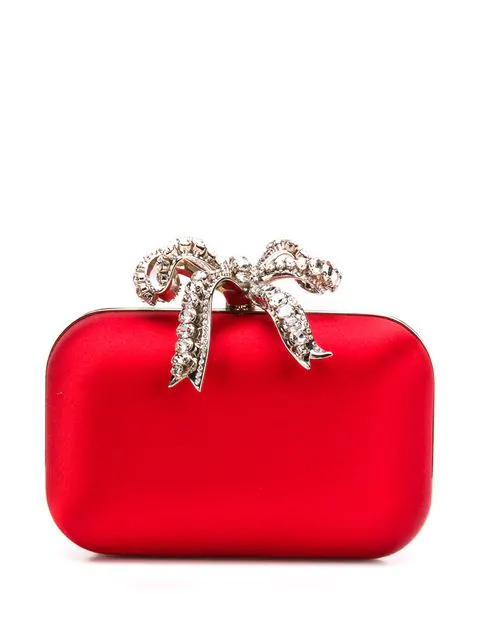 red satin clutch