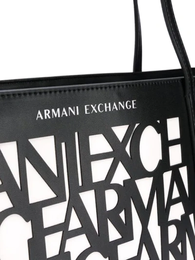 Shop Armani Exchange Monogram Tote Bag In Black