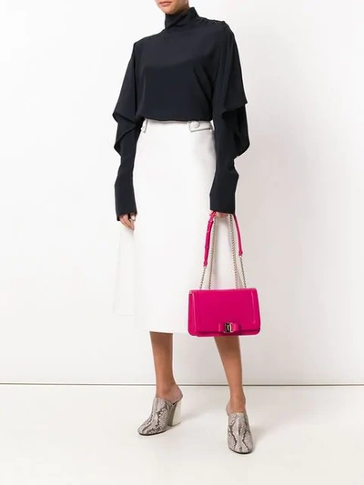 Shop Ferragamo Vara Flap Shoulder Bag In Pink