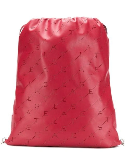 Shop Stella Mccartney Monogram Drawstring Bag In Red