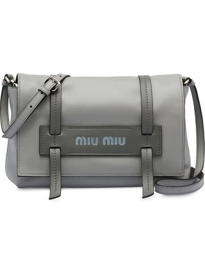 Shop Miu Miu Grace Lux Shoulder Bag In Grey