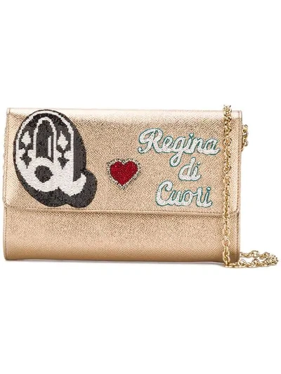 Shop Dolce & Gabbana Queen Of Hearts Wallet Shoulder Bag In Metallic