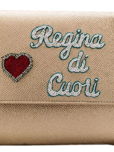 Shop Dolce & Gabbana Queen Of Hearts Wallet Shoulder Bag In Metallic
