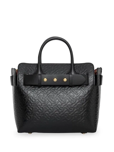 Shop Burberry The Small Monogram Leather Triple Stud Belt Bag In Black