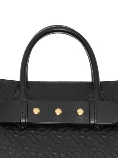 Shop Burberry The Small Monogram Leather Triple Stud Belt Bag In Black