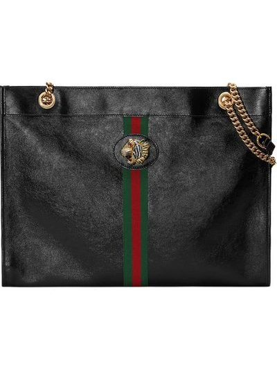 Shop Gucci Rajah Large Tote Bag In Black