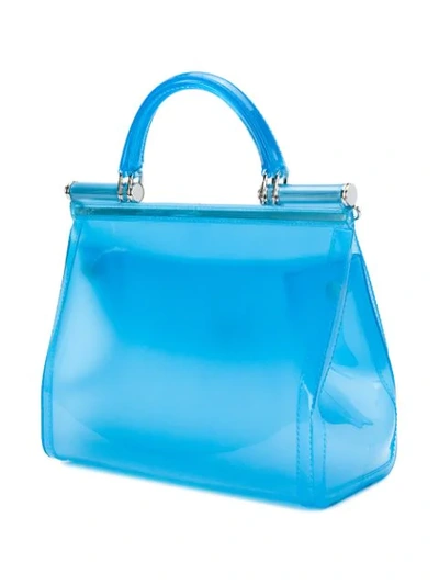 Shop Dolce & Gabbana Semi-transparent Sicily Tote Bag In Blue