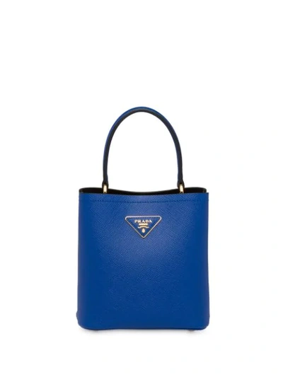 Shop Prada Panier Small Bucket Bag In Blue