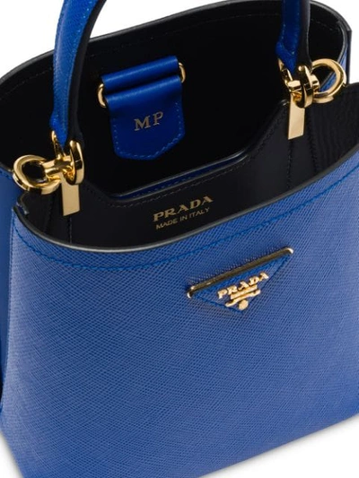 Shop Prada Panier Small Bucket Bag In Blue