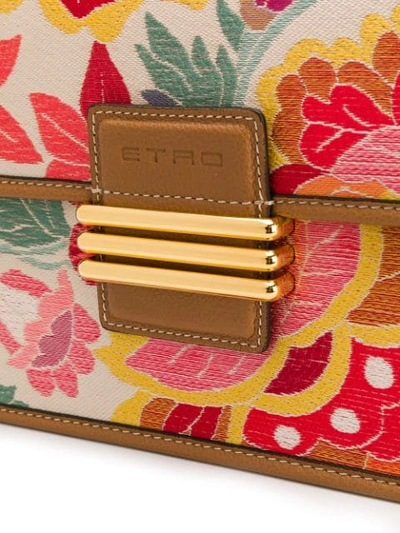 Shop Etro Floral Embroidered Shoulder Bag - Brown