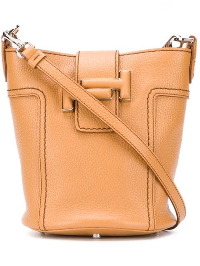 Shop Tod's Double T Bucket Tote In Brown