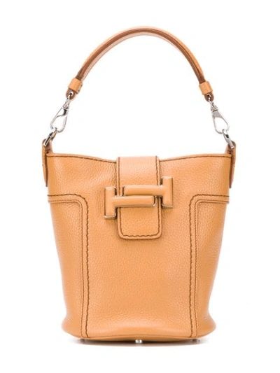 Shop Tod's Double T Bucket Tote In Brown
