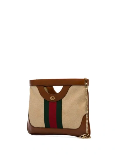 Shop Gucci Large Vintage Canvas Shoulder Bag In Brown