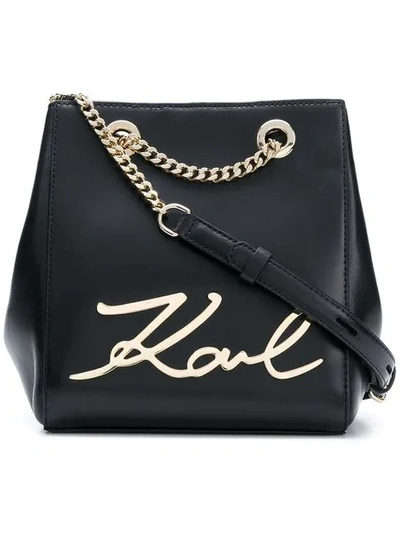 Shop Karl Lagerfeld K/signature Bucket Bag In Black