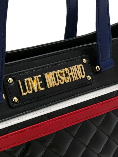 Shop Love Moschino Quilted Logo Tote In Black