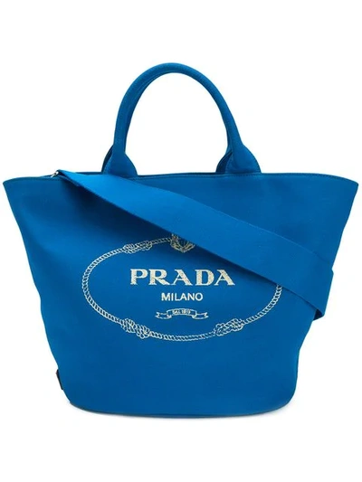 Shop Prada Gardener Tote In Blue