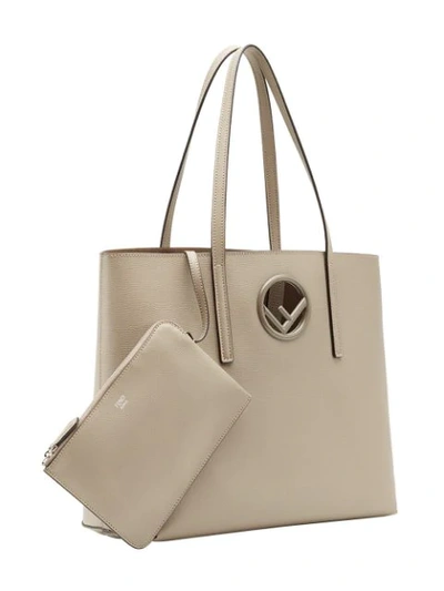 Shop Fendi Logo Detailed Tote Bag In Neutrals