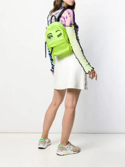 Shop Chiara Ferragni Flirting Embroidery Backpack In Green