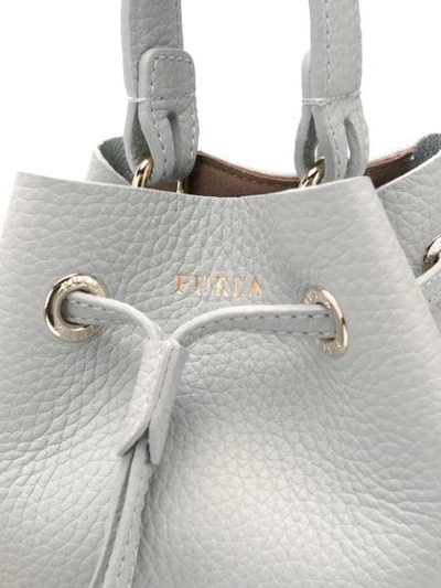 Shop Furla Mini Stacy Bucket Bag In Grey