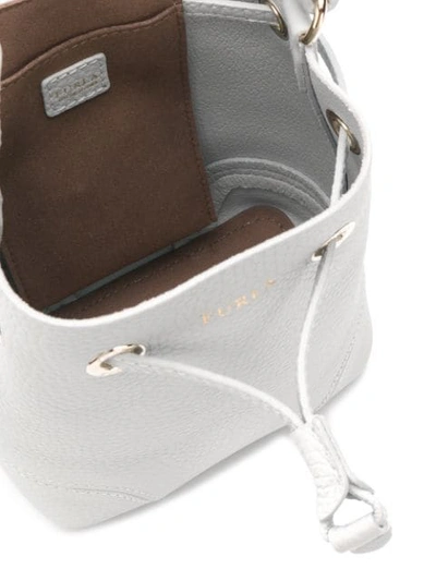 Shop Furla Mini Stacy Bucket Bag In Grey