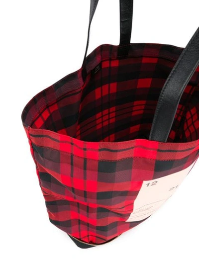 tartan 21 print tote bag