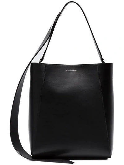 Shop Calvin Klein 205w39nyc Buck Stripe Leather Bucket Bag In Black