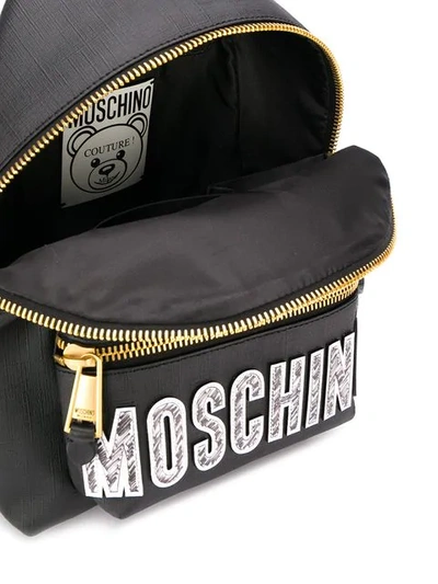 Shop Moschino Logo Patch Medium Backpack In Black