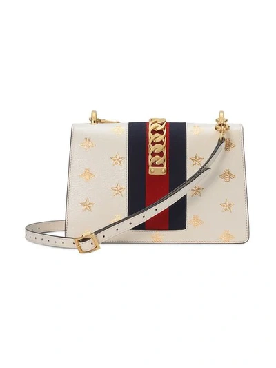 Shop Gucci Sylvie Bee Star Small Shoulder Bag In White
